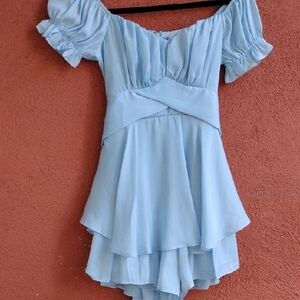 Chic Light Blue Off-Shoulder Dress